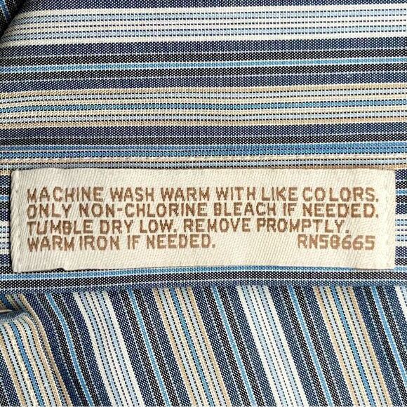 Nordstrom Striped Traditional Fit  Dress Shirt in Blues/Cream/Tan Men’s XL - Picture 6 of 6